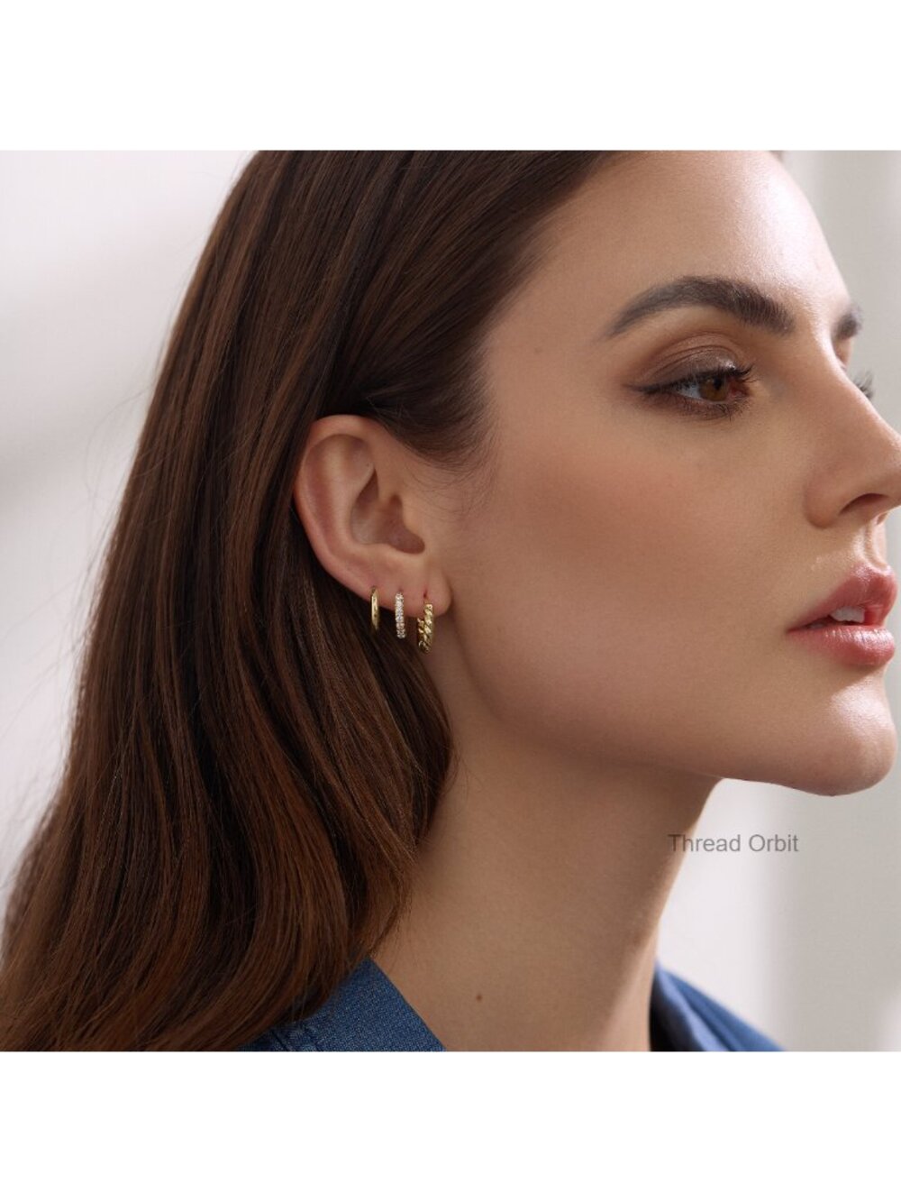 3 Pairs Small Huggie Hoop Earrings Set Hypoallergenic 14k Gold Plated - Picture 5 of 5